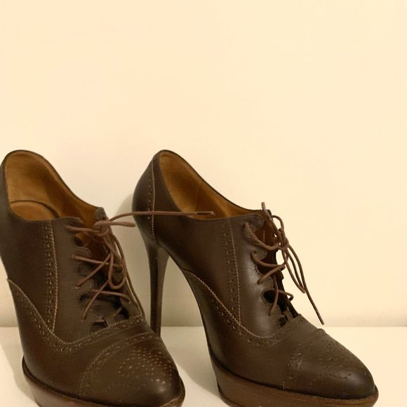 Ralph Lauren Brown Oxford Boots- size 8.5 - Picture 1 of 5